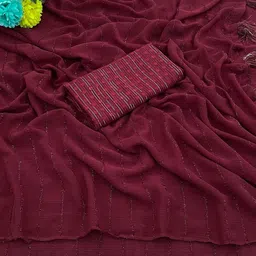 K 5 Fashion Striped Embroidered Pure Chiffon Saree-picture-12