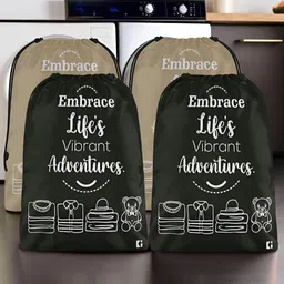 Aura Brown & Black 4 Pieces Printed Foldable Water Resistant Multi-Utility Laundry Bags-25