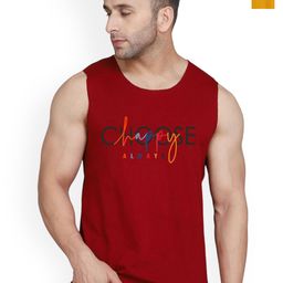 SLOWLORIS Pack of 2 Printed Combed Cotton Vest VSL26 CMB(CHS MAROON)(PLAIN MUSTARD)-image-59