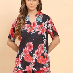 Moda Rapido Floral Printed Shirt Collar Neck Shirt With Shorts Co-Ords-picture-52
