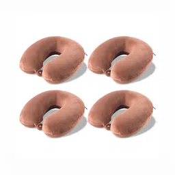 Aura Brown Set of 4 Memory Foam Filled Cotton Travel Pillow-9