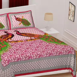 Myntra Elegant Homes Ethnic Motifs 144 TC Queen Cotton Bedsheet with 2 Pillow Covers-image-37