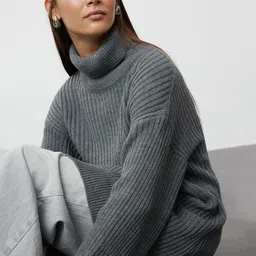 Trendyol Women Ribbed Longline Pullover-image-58