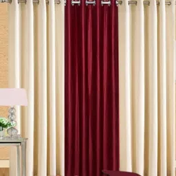 270 cm (9 ft) Polyester Semi Transparent Long Door Curtain (Pack Of 3) (Plain, Multicolor)-image-99