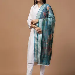 Kaizen TEXO FAB Ethnic Motifs Printed Organza Dupatta image 4