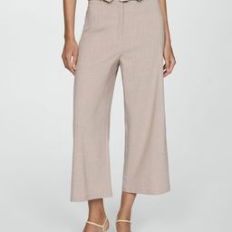 MANGO Women Striped Straight Fit Trousers With Belt-image-98