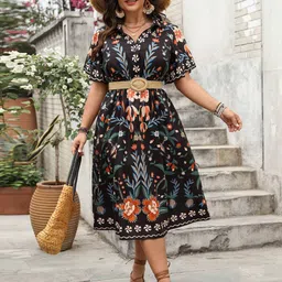 Sztori Women Floral Print Fit & Flare Dress-image-53
