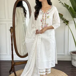 URMIR FASHION White Viscose Rayon Kurta Sets-image-99