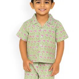 Pum Pum Boys Printed Short Sleeves Pure Cotton Shirt With Shorts-image-71