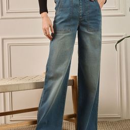 ZUMMER Women Straight Fit High-Rise Light Fade Stretchable Frayed Denim Jeans-image-81