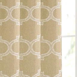 Saral Home Beige & White Geometric Room Darkening Door Curtain image 4