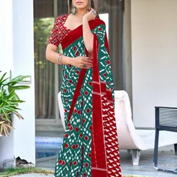 Anouk Printed Pure Cotton Ikat Saree-image-86