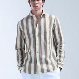 Flying Machine Men Classic Opaque Striped Casual Shirt-image-86