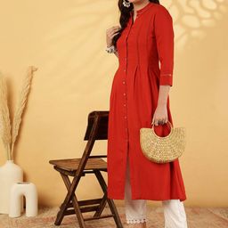 GULMOHAR JAIPUR Mandarin Collar A-Line Kurta image 2