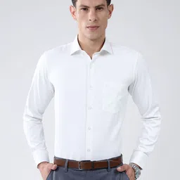 Monte Carlo Men Slim Fit Solid Spread Collar Cotton Formal Shirt-picture-34