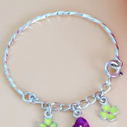 Tuanz Silver Jewelry Kids Pack Of 2 925 Silver Rhodium-Plated Charm Bracelet-28