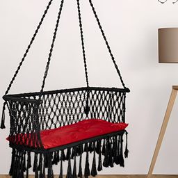 Swingzy Black & Red Hammock Hanging Swing With Cushion-50