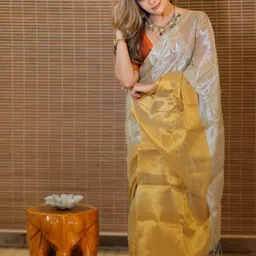 KALINI Tissue Designer Kasavu Saree-image-87