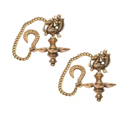 Hanging Brass Diya (Pack of 2 ) for Pooja Room, Home Decor, Meditation-image-45