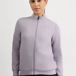Reebok Women Mock Collar Self Design Casual Bomber Jacket-16