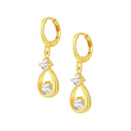 Peora Gold-Plated Cubic Zirconia Studded Teardrop Shaped Drop Earrings With Red Rose image 4