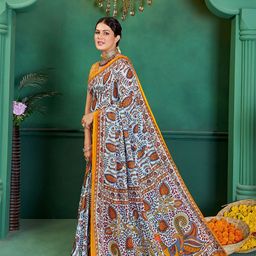 Munir Kalamkari Printed Pure Cotton Block Print Saree-1