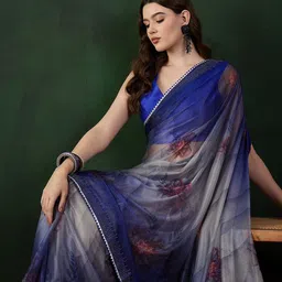 Sangria Mysore Silk Printed Saree With Blouse Piece-picture-12