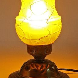SOMIL Gold-Toned Printed Glass Cylindrical Shaped Table Lamp-image-75