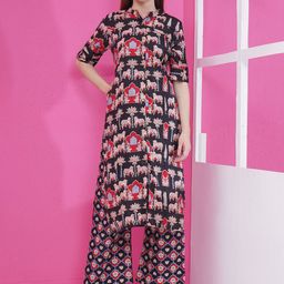 LABEL KASHI Women Ethnic Motifs Printed Kurta with Trousers-picture-27