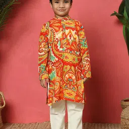 Readiprint Fashions Boys Floral Printed Regular Pure Cotton Kurta with Pyjamas-56