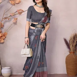 vj fashion Floral Zari Linen Blend Saree-picture-57
