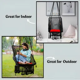 Swingzy Black & Red Hammock Hanging Swing With Cushion image 5