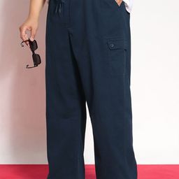 Urbano Plus Men Loose Baggy Fit Cotton Cargos Trousers-image-56