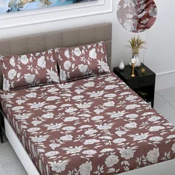 Myntra Elegant Homes Brown And White Printed 300 TC King Bedsheet Set 2.50 m x 2.25m-image-9