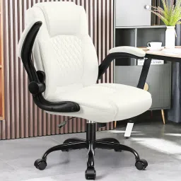 Leather Office Chair, PU Home Computer Desk Chairs with Ergonomic Back Support Leatherette Office Adjustable Arm Chair-picture-35