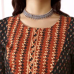anouk rustic Anouk Women Printed Regular Kurta with Trousers & With Dupatta image 2