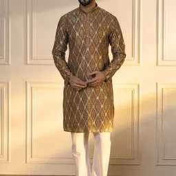 Anouk Men Geometric Embroidered Gotta Patti Kurta-image-55