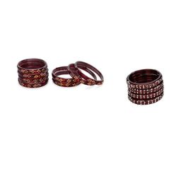 SOMIL Women Set Of 12 Maroon Alloy Artificial Stones & Beads Bangles-picture-35