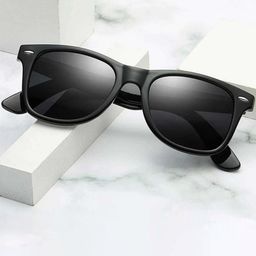 LEGEND EYEWEAR Unisex Black Lens & Black Square Sunglasses with-47