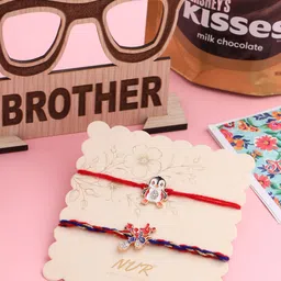 NVR Kids Set of 2 Cartoon Character Blue & Red Thread Rakhi Combo-65