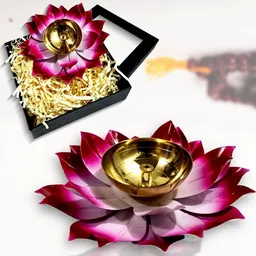 Lamina Lotus Shaped Large Size Brass Diya-image-3