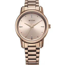 Titan Women Brass Embellished Dial & Stainless Steel Bracelet Style Straps Analogue Watch 2760QM02-44