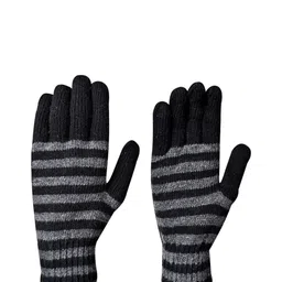 LOOM LEGACY Men Striped Acrylic Winter Gloves-image-49
