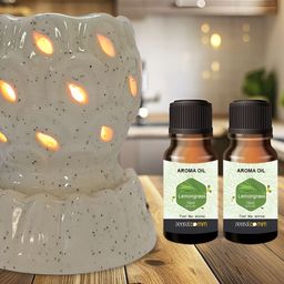 PEEPALCOMM 3Pcs White Electric Leaf Round Diffuser With Lemongrass Aroma Oils - 10ml Each-23