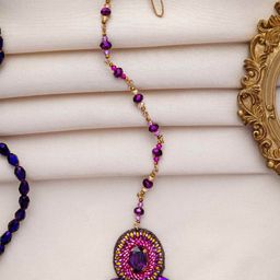 EVERSTYLISH Sanjoya Stone, Cutdana & Beads Embroidered Maangtika-20