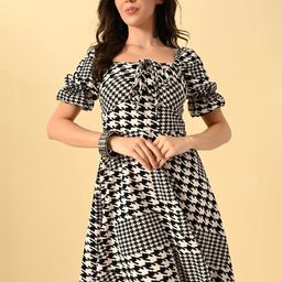 BAESD Print Cold-Shoulder Fit & Flare Dress-image-23