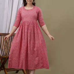 BAESD Ethnic Motifs Print Maternity Gown Midi Dress-image-7