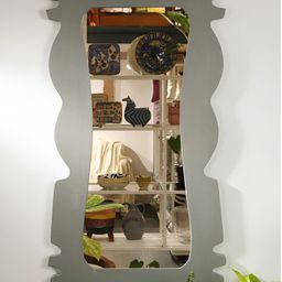 FREEDOM TREE Pillar Grey Symmetrical Shaped Wood & Glass Wall Mirror-40