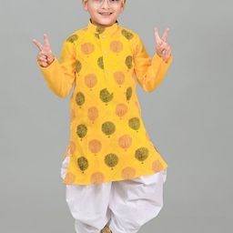 AHLAN APPARELS Boys Printed Regular Pure Cotton Kurta with Patiala &-23