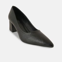 Rubeezz Textured PU Party Block Pumps with Laser Cuts-11